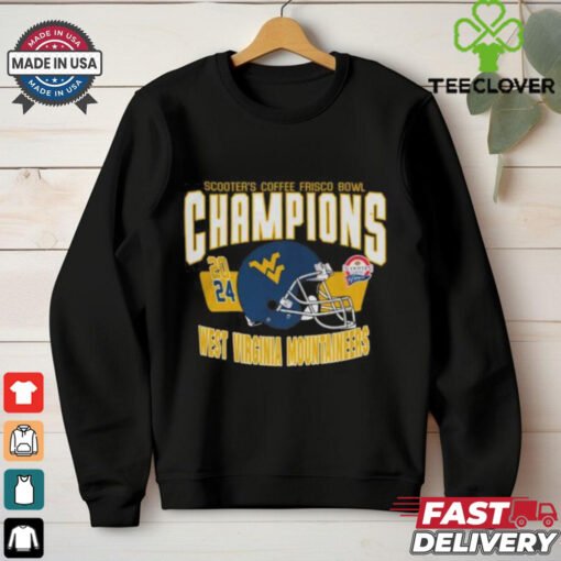 West Virginia Mountaineers Scooter’s Coffee Frisco Bowl Champions 2024 Helmet T Shirt