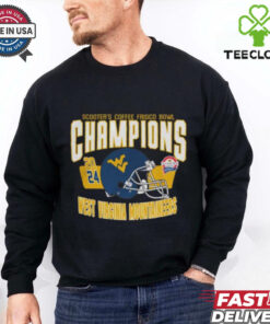 West Virginia Mountaineers Scooter’s Coffee Frisco Bowl Champions 2024 Helmet T Shirt