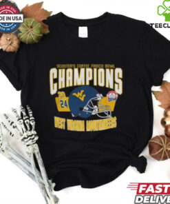 West Virginia Mountaineers Scooter’s Coffee Frisco Bowl Champions 2024 Helmet T Shirt