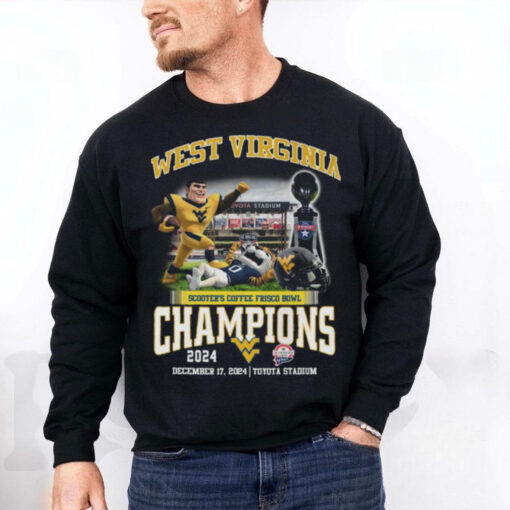 West Virginia Mountaineers Scooters Coffee Frisco Bowl Champions 2024 T Shirt