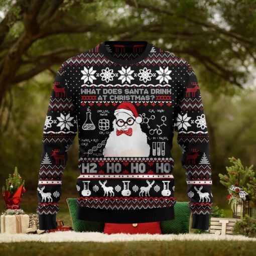 What Does Santa Drink At Christmas Cute Cat Ugly Christmas Sweater