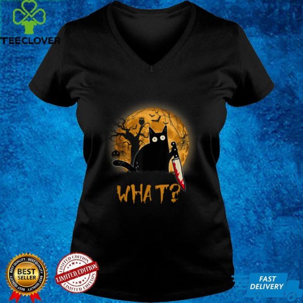 What Murderous Cat Holding Knife Scary Halloween Costume T Shirt