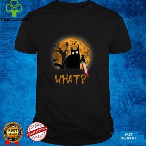 What Murderous Cat Holding Knife Scary Halloween Costume T Shirt