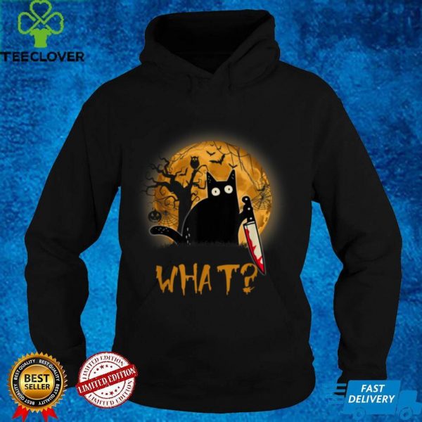 What Murderous Cat Holding Knife Scary Halloween Costume T Shirt