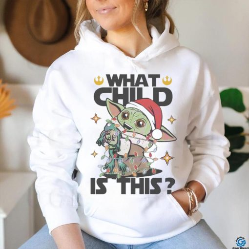 What child is this Yoda Santa hat Christmas lights hoodie, sweater, longsleeve, shirt v-neck, t-shirt