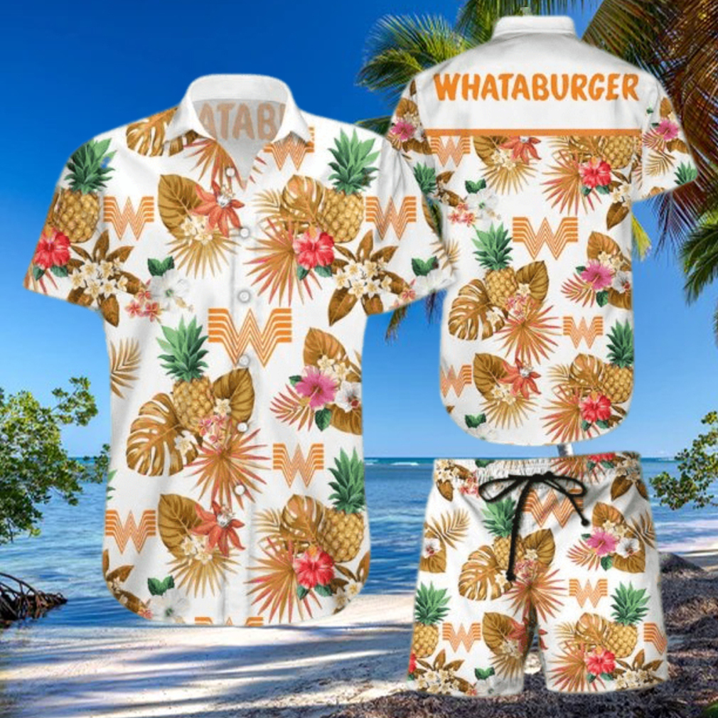 Whataburger Tropical Flower Aloha Hawaiian Shirt Whataburger Tropical Flower Aloha Hawaiian Shirt