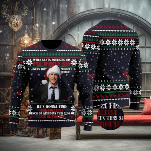 When Santa Squeezes His Fat White As Down 3D Comedy Ugly Christmas Sweater
