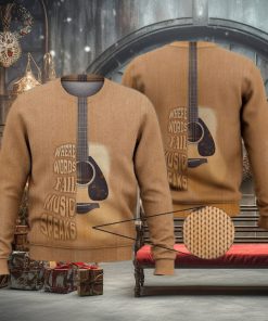 When Words Fail Music Speaks Guitar Trending Shirts 3D Ugly Sweater Christmas Gift Sweater