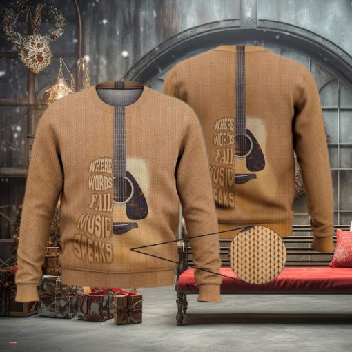 When Words Fail Music Speaks Guitar Trending Shirts 3D Ugly Sweater Christmas Gift Sweater