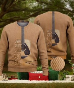 When Words Fail Music Speaks Guitar Trending Shirts 3D Ugly Sweater Christmas Gift Sweater