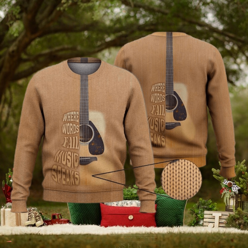 When Words Fail Music Speaks Guitar Trending Shirts 3D Ugly Sweater Christmas Gift Sweater When Words Fail Music Speaks Guitar Trending Shirts 3D Ugly Sweater Christmas Gift Sweater
