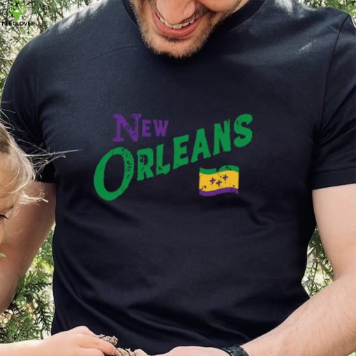 Where I'm From Adult New Orleans Black Script Flag T Shirt