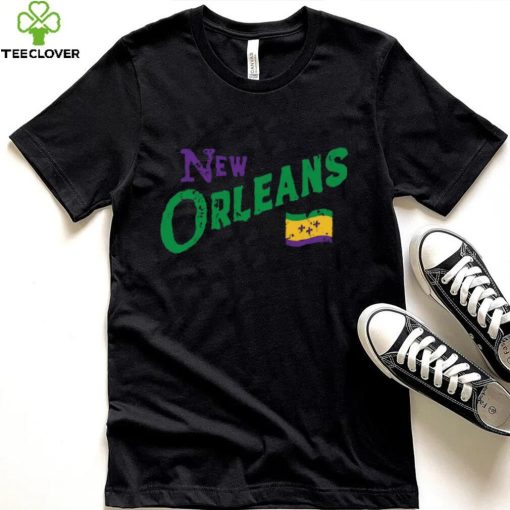 Where I'm From Adult New Orleans Black Script Flag T Shirt