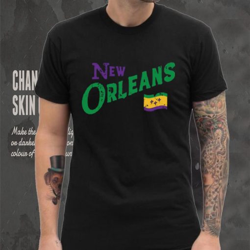 Where I'm From Adult New Orleans Black Script Flag T Shirt