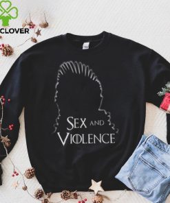 Men’s White Graphic Tee with Sex and Violence Design