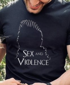 Men’s White Graphic Tee with Sex and Violence Design