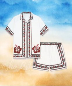 White Hibiscus Flower Holiday Leisure Hawaiian Shirt And Short