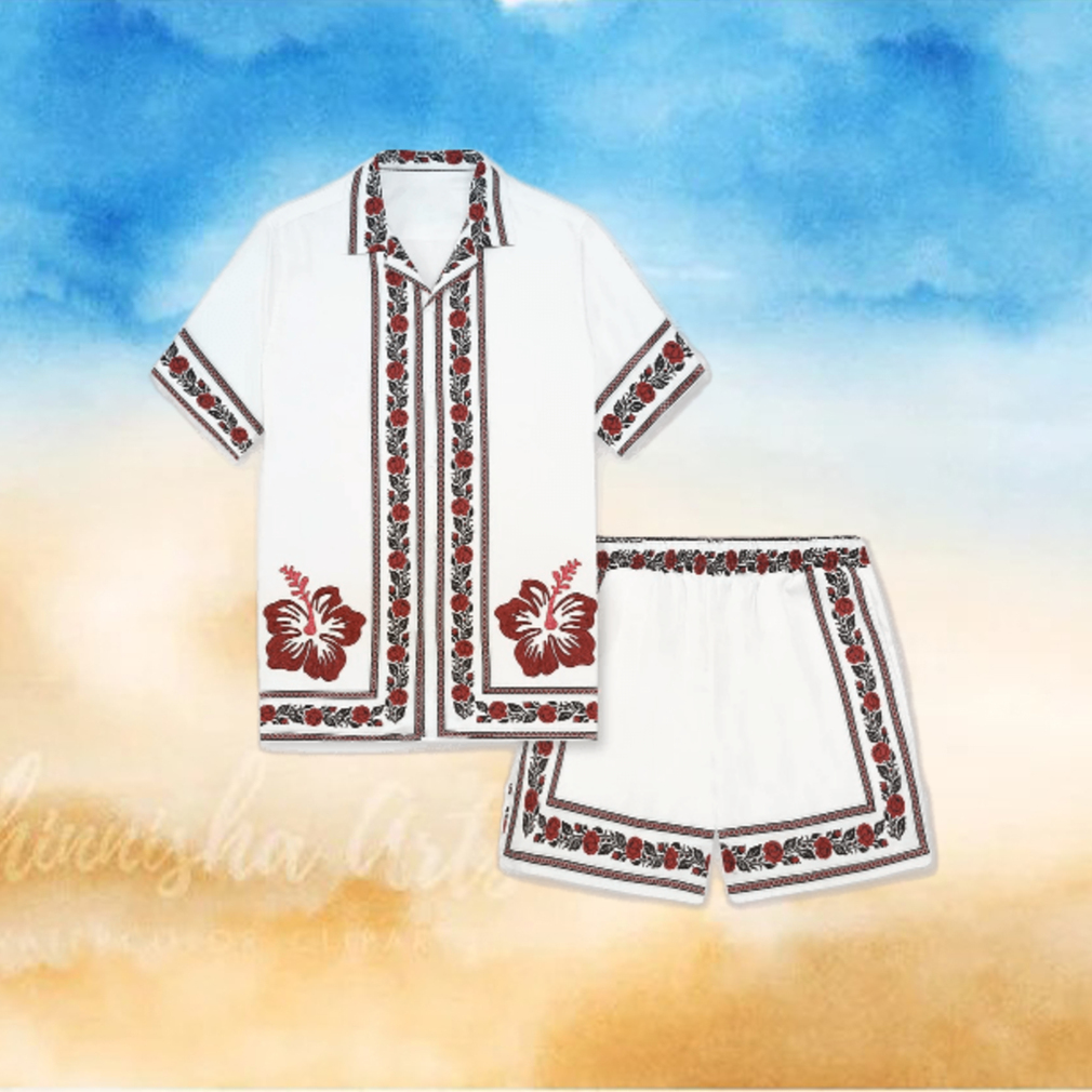 White Hibiscus Flower Holiday Leisure Hawaiian Shirt And Short White Hibiscus Flower Holiday Leisure Hawaiian Shirt And Short