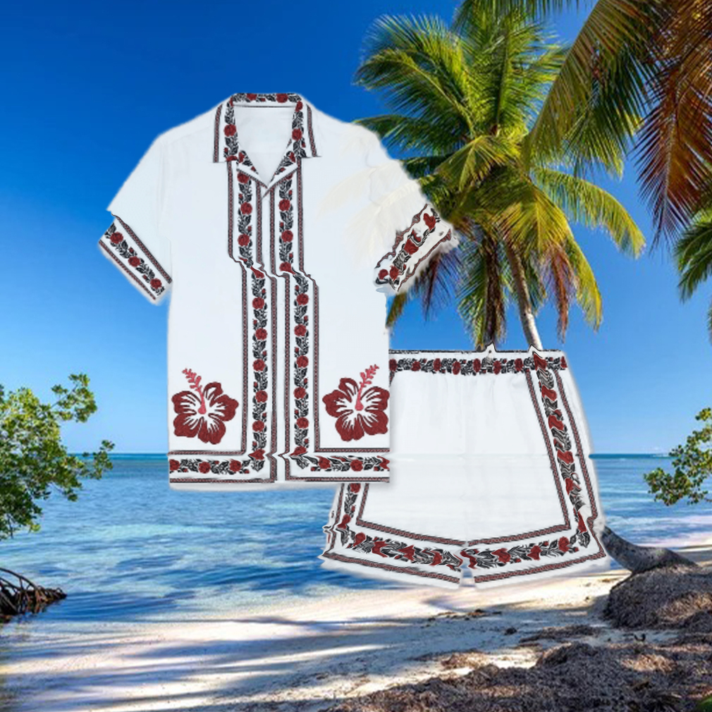 White Hibiscus Flower Holiday Leisure Hawaiian Shirt And Short White Hibiscus Flower Holiday Leisure Hawaiian Shirt And Short