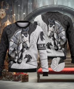 White Horse Paisley Pattern Full Print For Horse Lovers 3D Ugly Sweater Christmas Gift Sweater