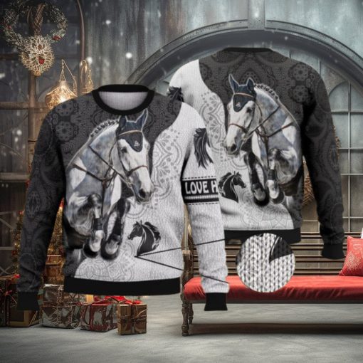 White Horse Paisley Pattern Full Print For Horse Lovers 3D Ugly Sweater Christmas Gift Sweater