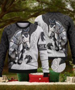 White Horse Paisley Pattern Full Print For Horse Lovers 3D Ugly Sweater Christmas Gift Sweater