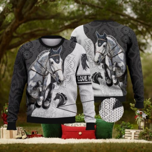 White Horse Paisley Pattern Full Print For Horse Lovers 3D Ugly Sweater Christmas Gift Sweater
