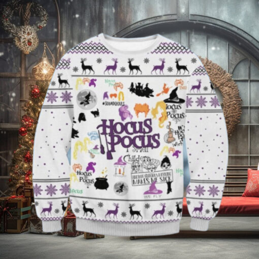 White Make Me Sick Hocus Pocus Ugly Christmas Sweater