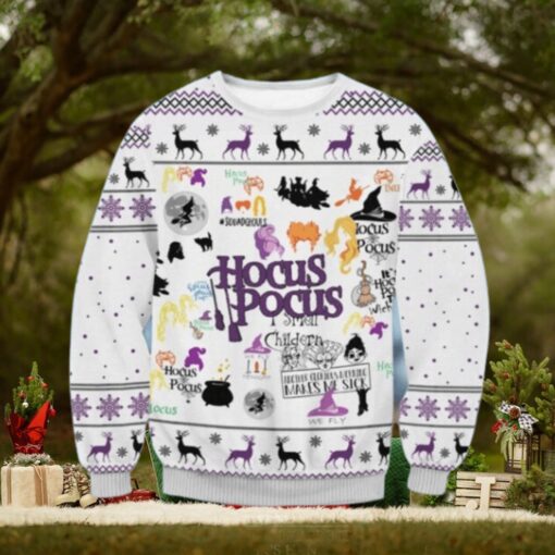 White Make Me Sick Hocus Pocus Ugly Christmas Sweater