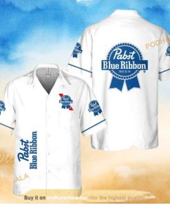 White Pabst Blue Ribbon Funny Hawaiian Shirt Gift For Beer Lovers