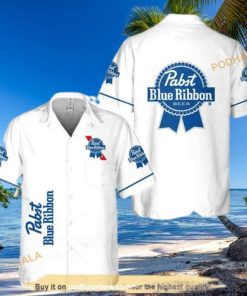 White Pabst Blue Ribbon Funny Hawaiian Shirt Gift For Beer Lovers