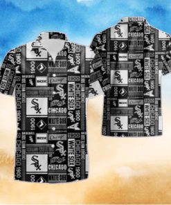 White Sox Monochrome Vintage Logo And Text Hawaiian Aloha Shirt