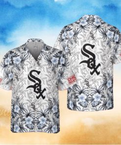 White Sox Tropical Floral Monochrome Hawaiian Aloha Shirt