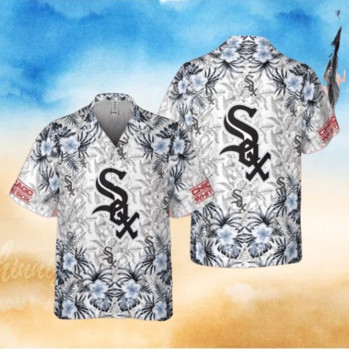 White Sox Tropical Floral Monochrome Hawaiian Aloha Shirt