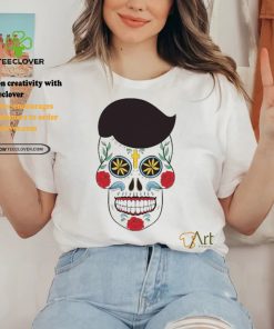 White Sugar skull with floral pattern T Shirt