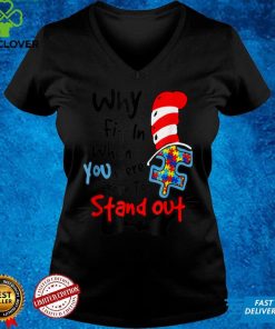 Why Fit In Autism Awareness Doctor Teacher Hat Cat Book T Shirt