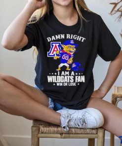 Wilbur Wildcat mascot damn right I am a Wildcats fan win or lose shirt