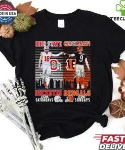 Will Howard Ohio State Buckeyes On Saturdays X Joe Burrow Cincinnati Bengals On Sundays Shirt