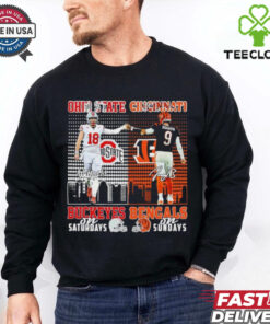 Will Howard Ohio State Buckeyes On Saturdays X Joe Burrow Cincinnati Bengals On Sundays Shirt