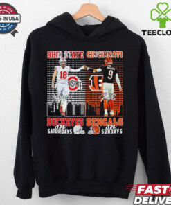 Will Howard Ohio State Buckeyes On Saturdays X Joe Burrow Cincinnati Bengals On Sundays Shirt