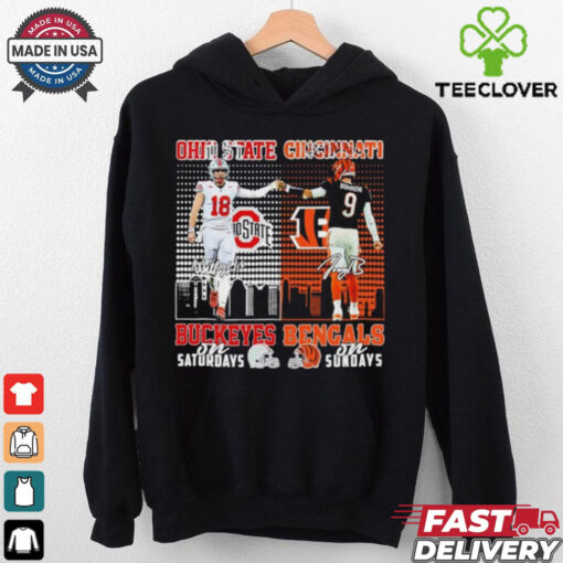 Will Howard Ohio State Buckeyes On Saturdays X Joe Burrow Cincinnati Bengals On Sundays Shirt