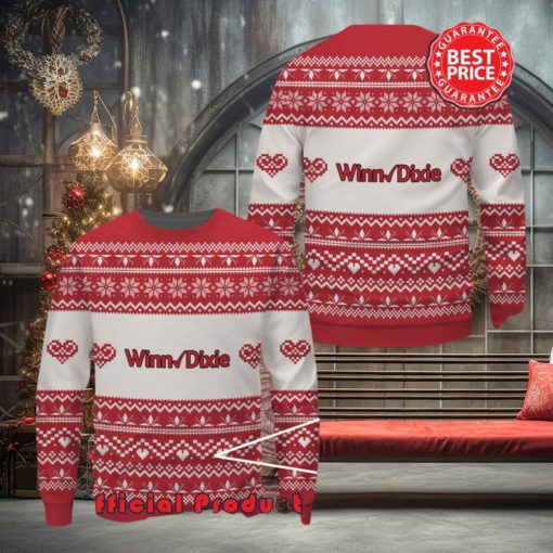 Winn Dixie Red White Design Logo Snowflake Heart Ugly Christmas Sweater