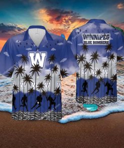 Winnipeg Blue Bombers AOP Hawaiian Shirt Pattern Coconut Tree For Beach