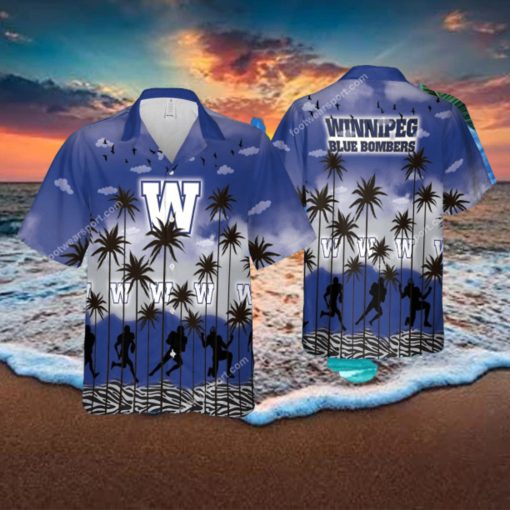 Winnipeg Blue Bombers AOP Hawaiian Shirt Pattern Coconut Tree For Beach