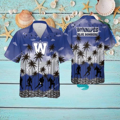 Winnipeg Blue Bombers AOP Hawaiian Shirt Pattern Coconut Tree For Beach