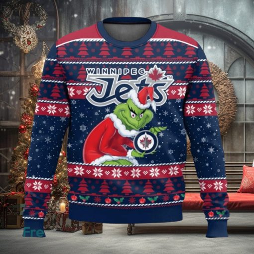 Winnipeg Jets Grinch AOP Ugly Christmas Sweater Christmas Gift For Men And Women