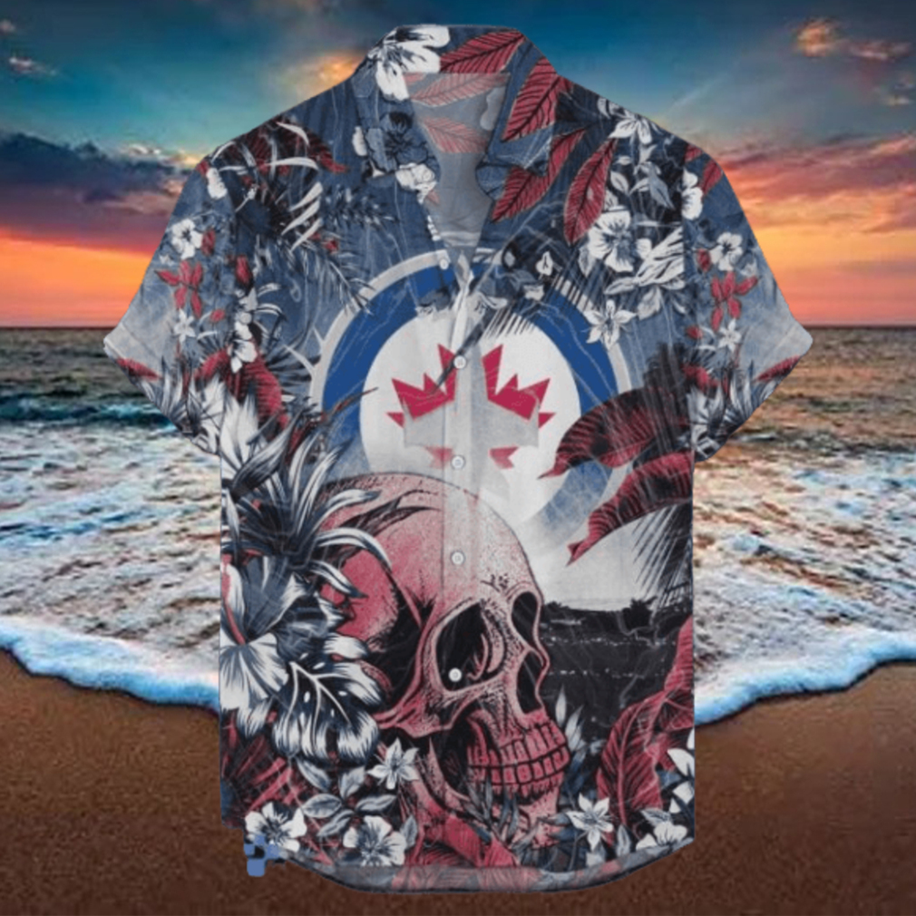 Winnipeg Jets NHL Hawaiian Shirt Tropical Skull Design For Men Women Winnipeg Jets NHL Hawaiian Shirt Tropical Skull Design For Men Women