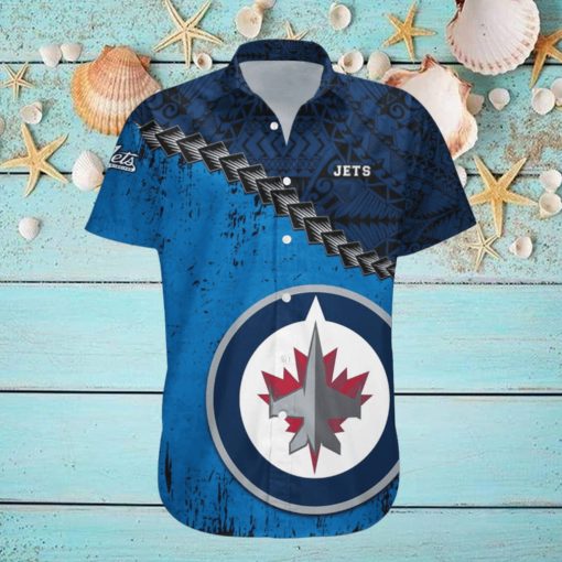 Winnipeg Jets Nhl Grunge Polynesian Tattoo Pattern Hawaiian Shirt For Fans