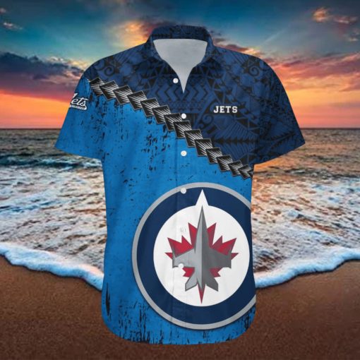 Winnipeg Jets Nhl Grunge Polynesian Tattoo Pattern Hawaiian Shirt For Fans