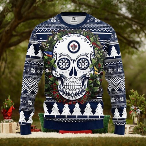 Winnipeg Jets Skull Flower Ugly Christmas Ugly Sweater
